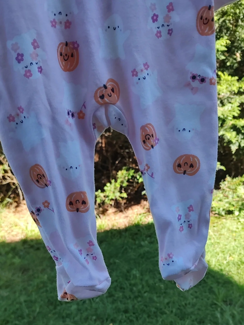 Old Navy Pink Pumpkin & Ghost Ruffle-Footed One-Piece 6-9M